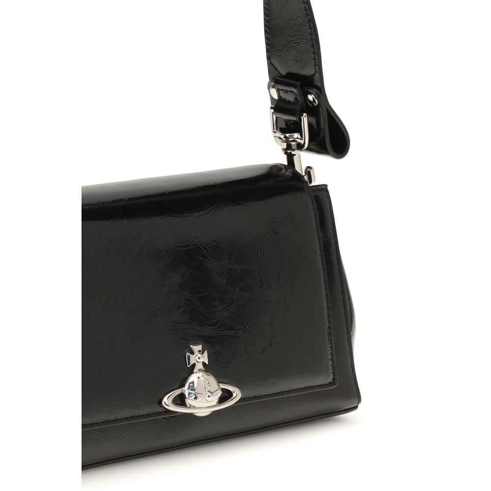 Vivienne Westwood Black Calf Leather Shoulder Bag