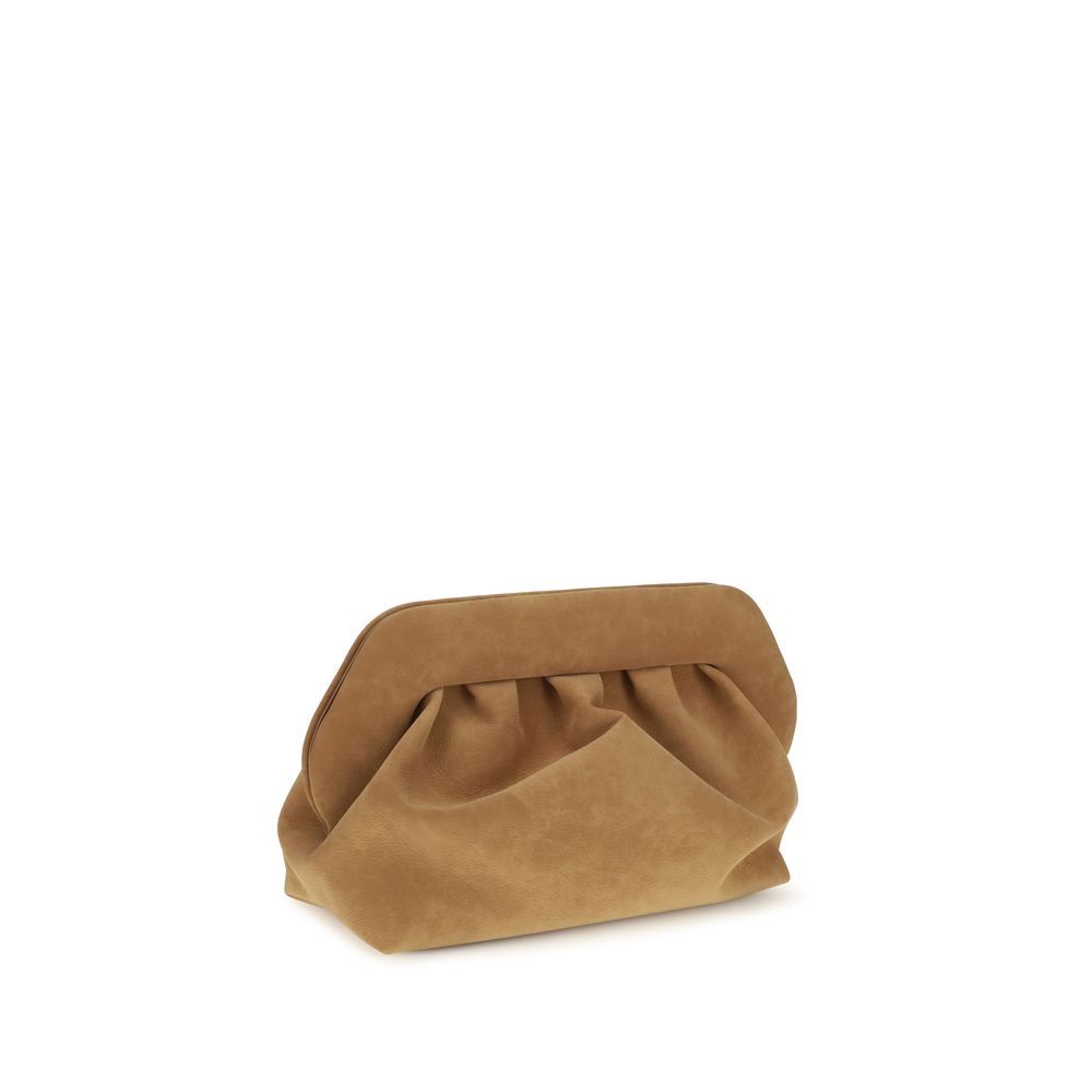 THEMOIRè Beige Suede Clutch Bag