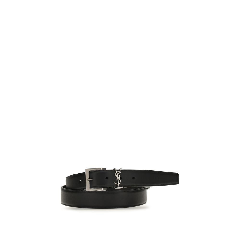 Saint Laurent Black Calf Leather Belt