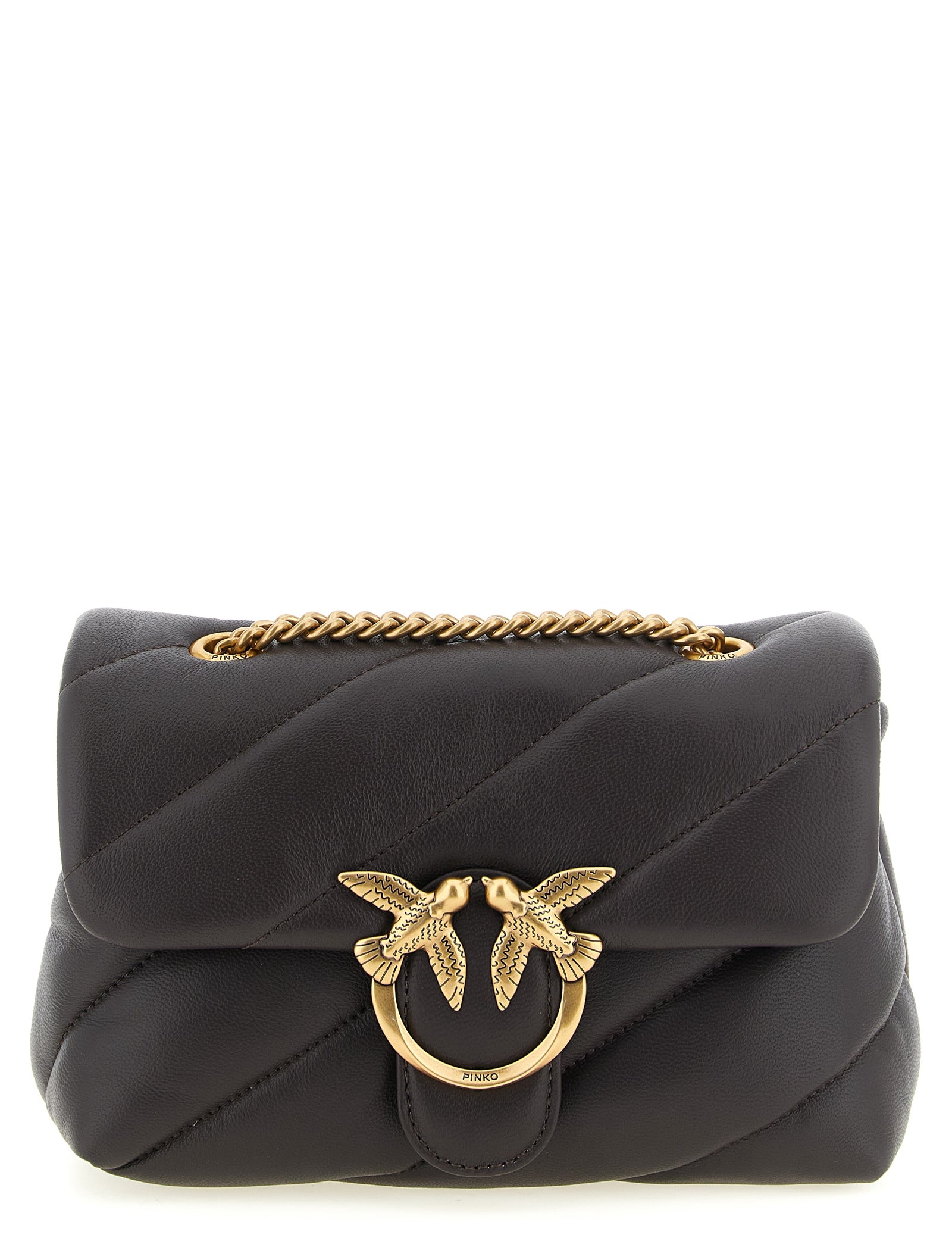 PINKO Black Lamb Leather Crossbody Bag