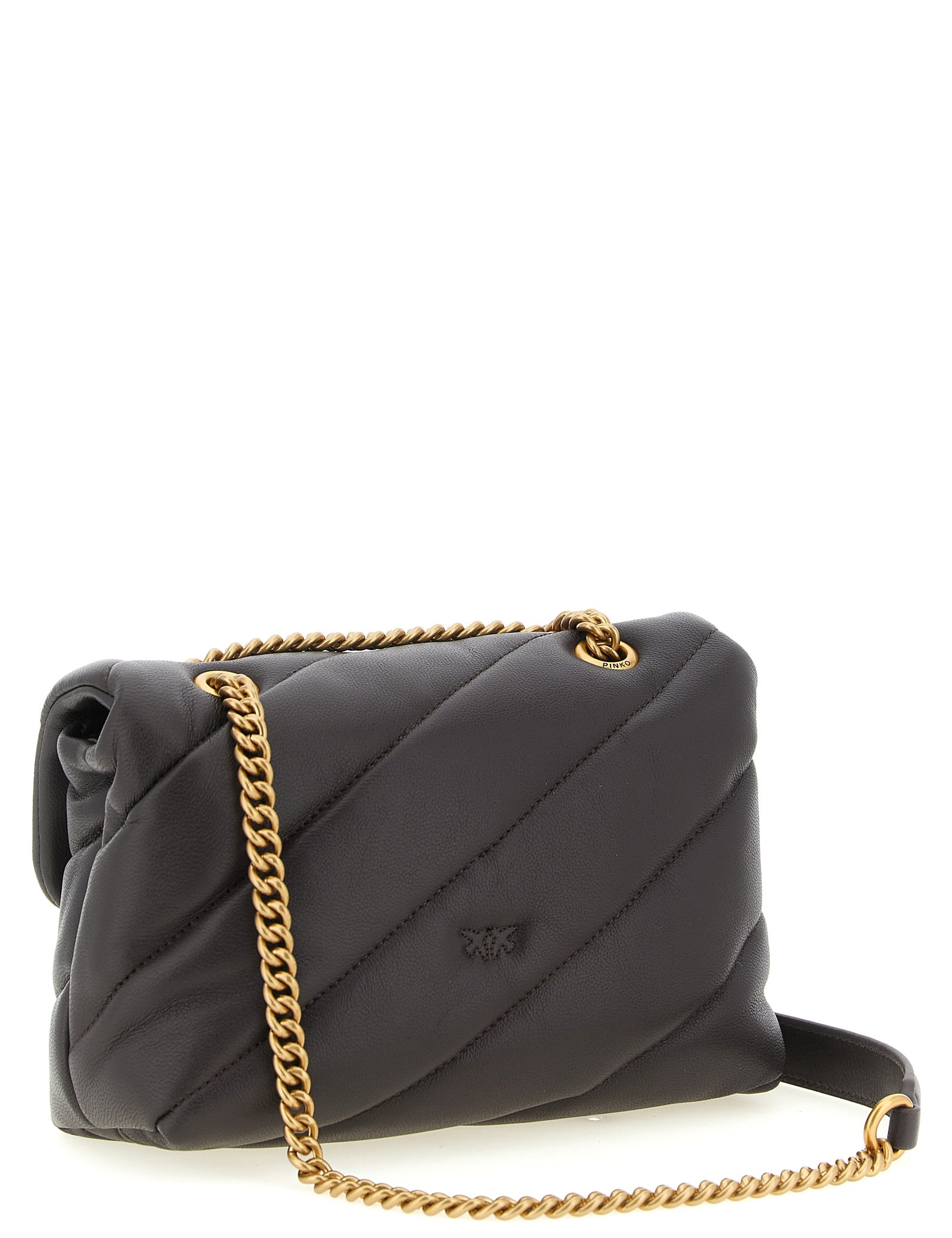 PINKO Black Lamb Leather Crossbody Bag