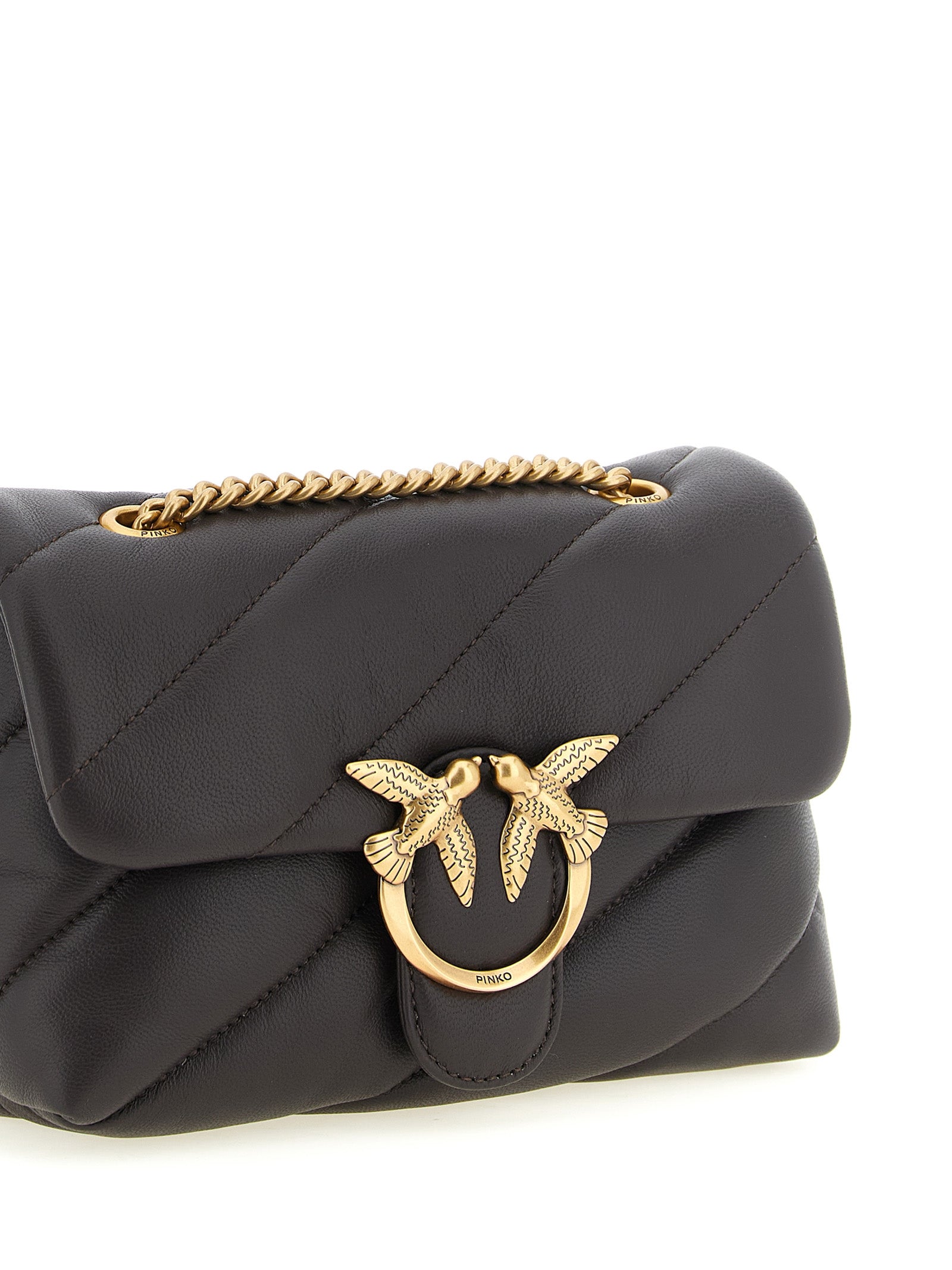 PINKO Black Lamb Leather Crossbody Bag