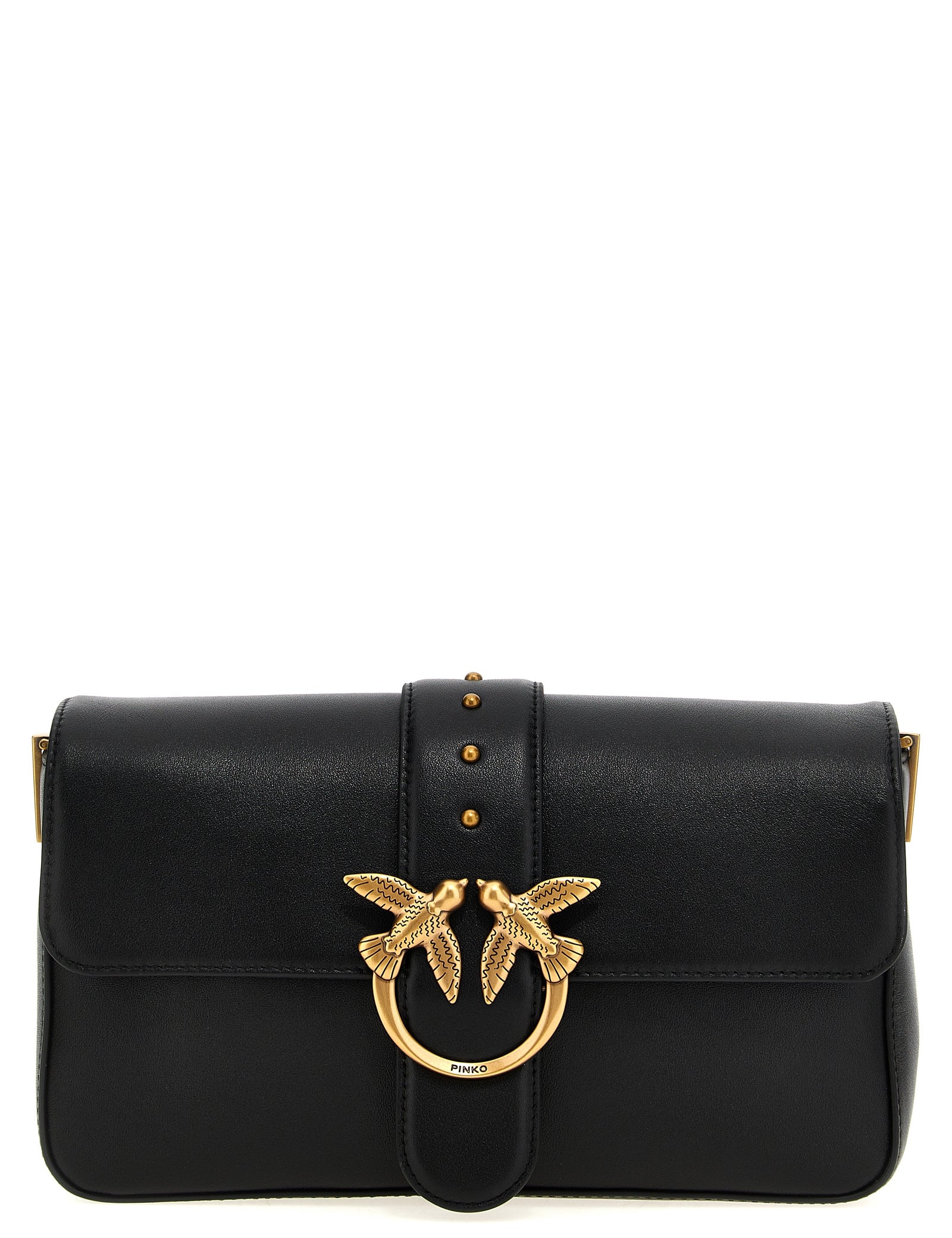 PINKO Black Calfskin Shoulder Bag