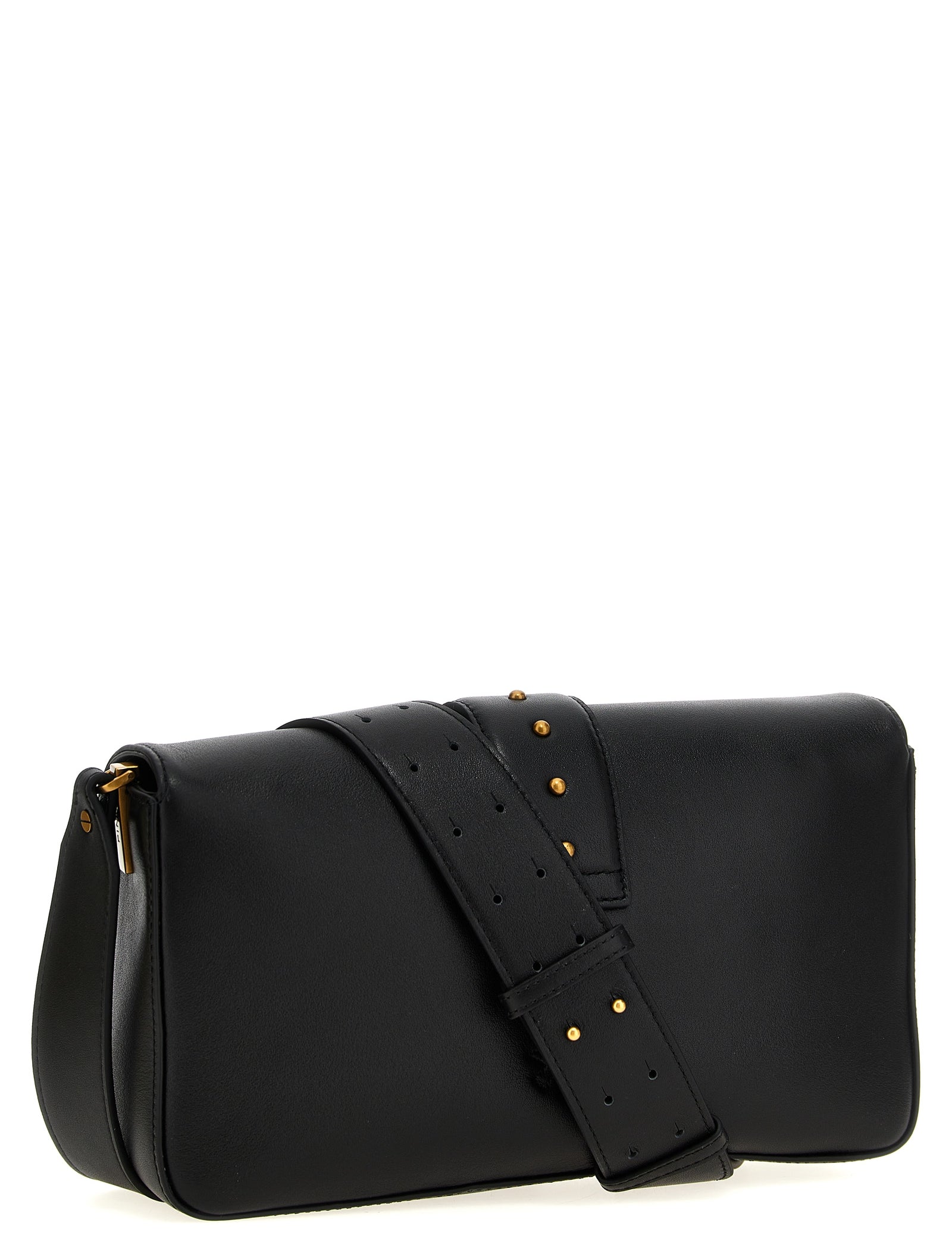 PINKO Black Calfskin Shoulder Bag