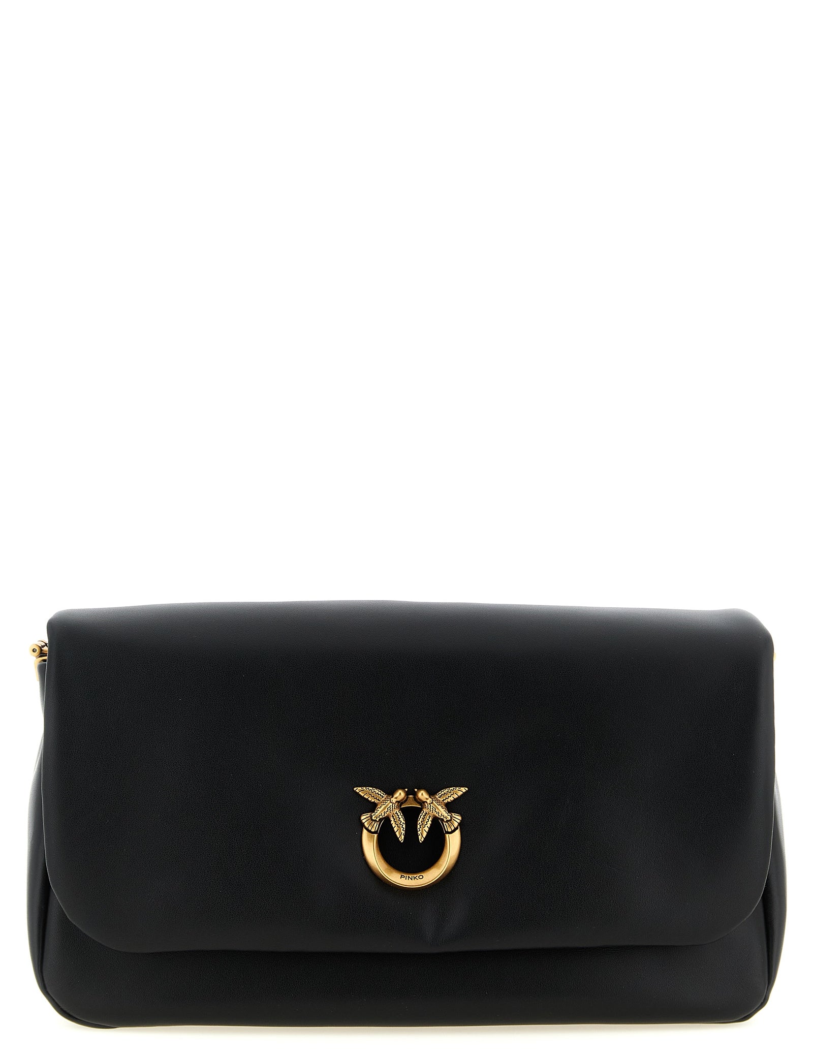 PINKO Black Lamb Leather Crossbody Bag