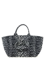 Ganni Gray Recycled Cotton Tote Bag