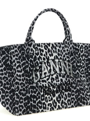 Ganni Gray Recycled Cotton Tote Bag