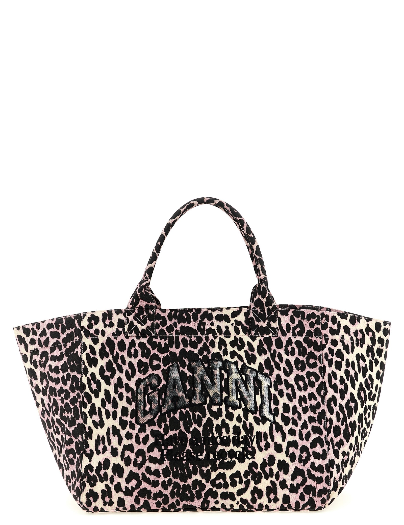 Ganni Pink Recycled Cotton Tote Bag