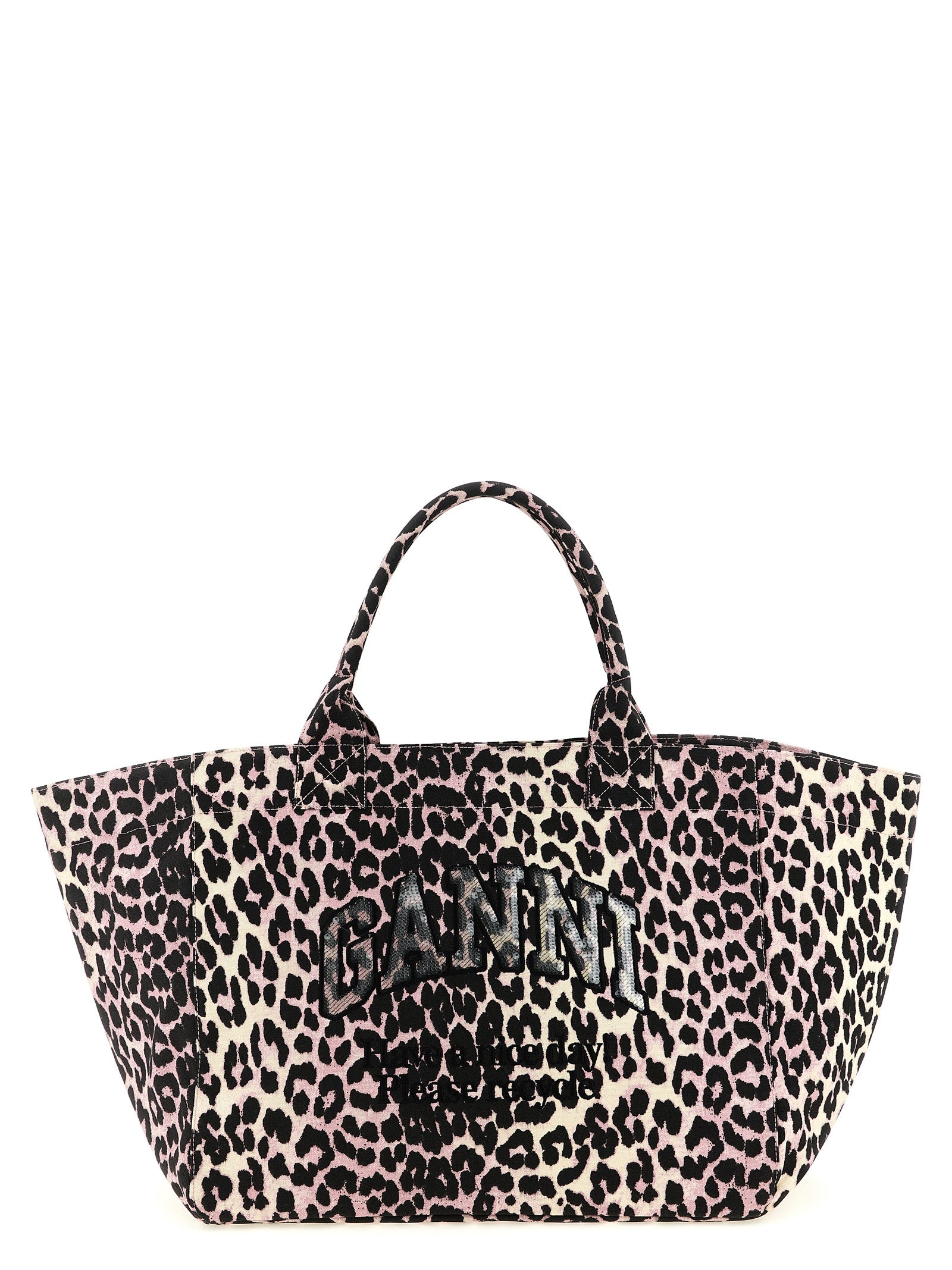 Ganni Pink Recycled Cotton Tote Bag