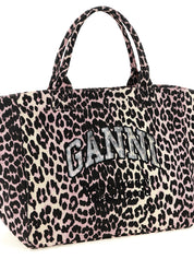 Ganni Pink Recycled Cotton Tote Bag