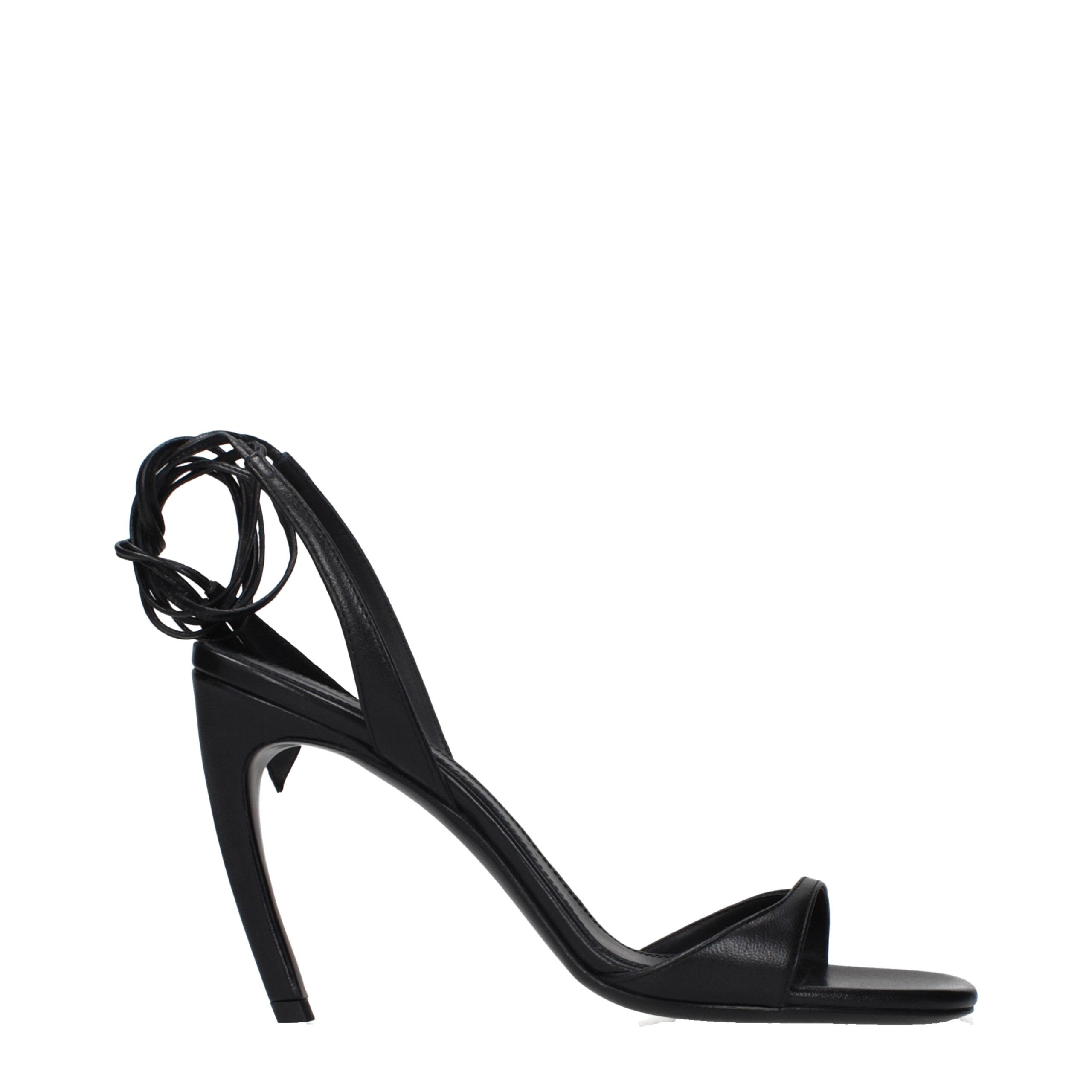 The Attico Black Leather Sandals