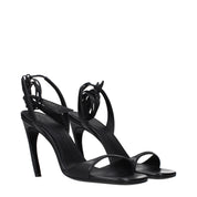 The Attico Black Leather Sandals