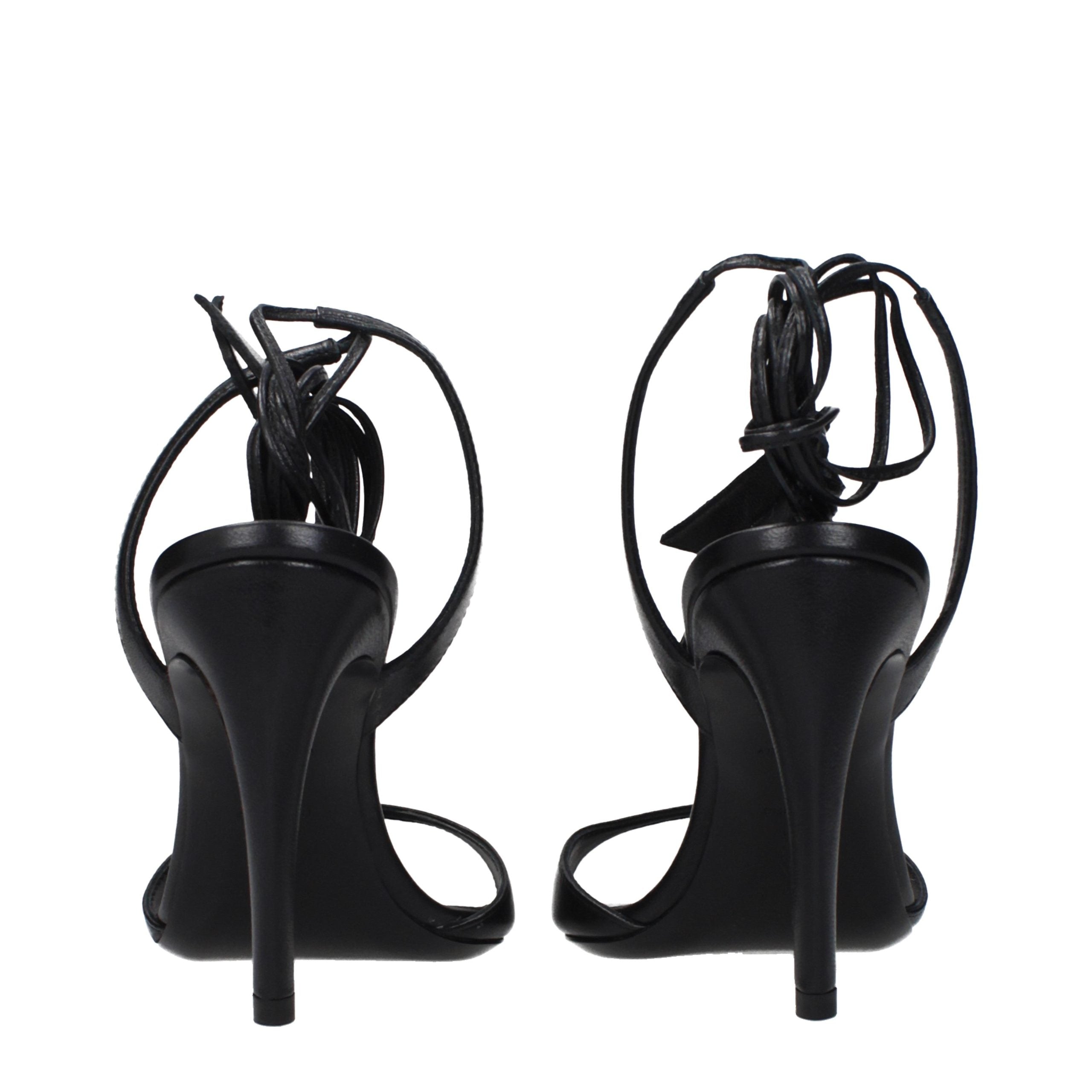The Attico Black Leather Sandals