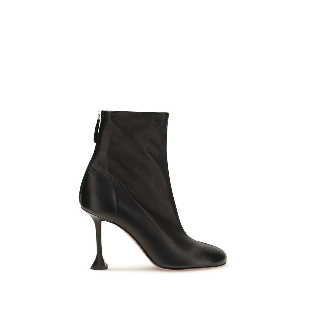 Amina Muaddi Black Lambskin Ankle Boots