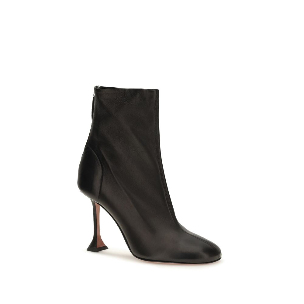 Amina Muaddi Black Lambskin Ankle Boots