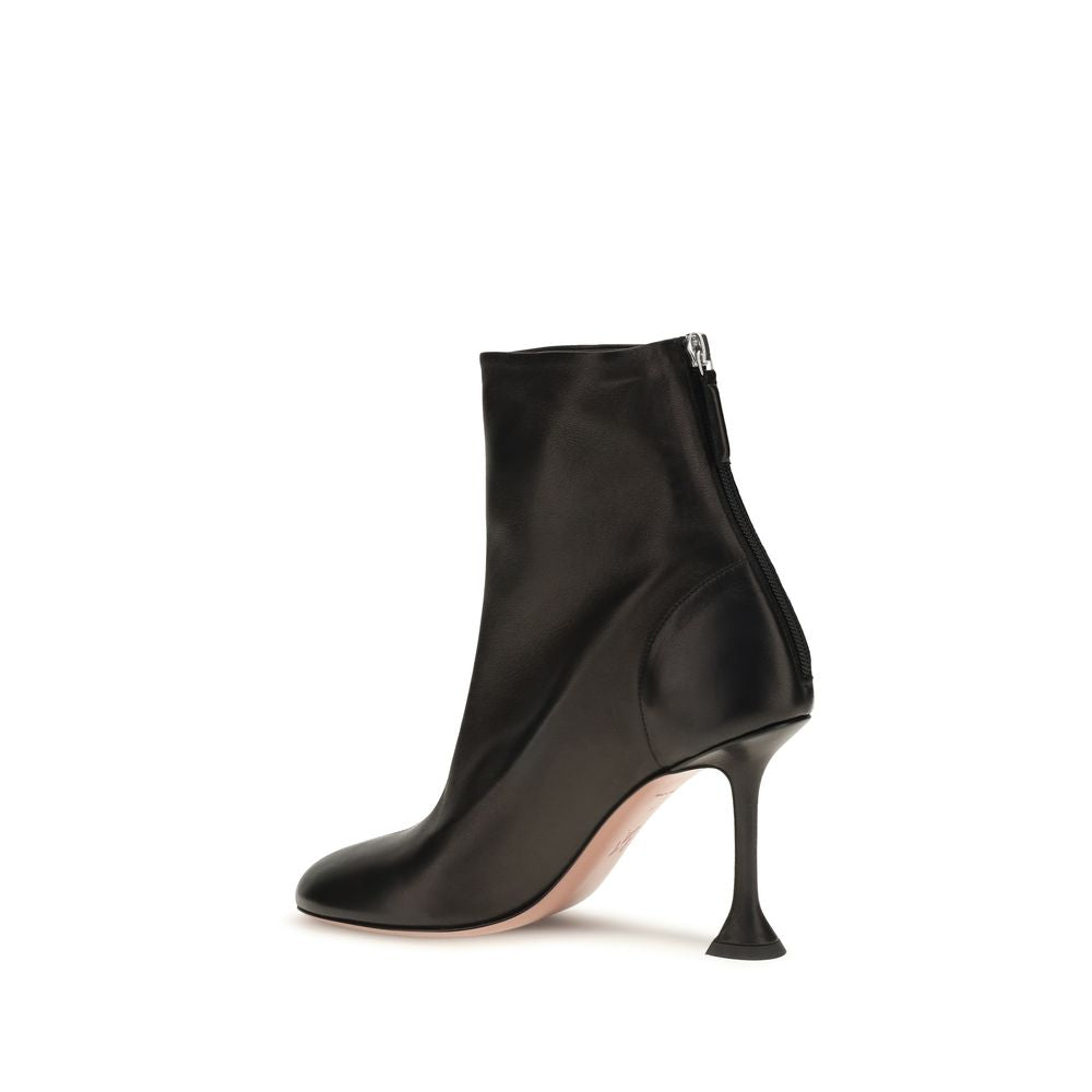 Amina Muaddi Black Lambskin Ankle Boots