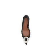 Amina Muaddi Black Fabric Pumps