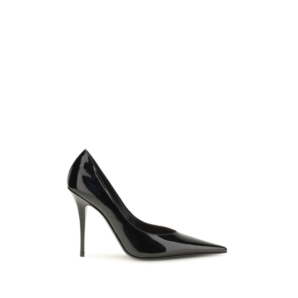 Amina Muaddi Black Calf Leather Pumps