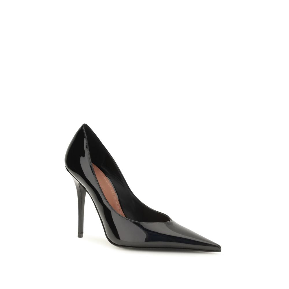 Amina Muaddi Black Calf Leather Pumps