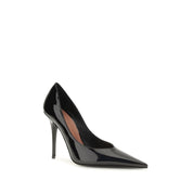 Amina Muaddi Black Calf Leather Pumps