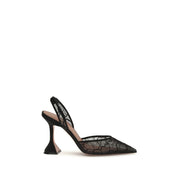 Amina Muaddi Black Fabric Sandals