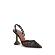 Amina Muaddi Black Fabric Sandals