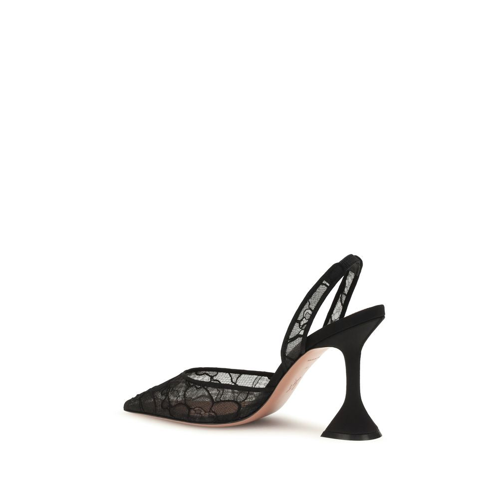 Amina Muaddi Black Fabric Sandals