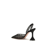 Amina Muaddi Black Fabric Sandals