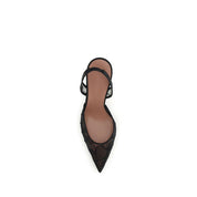 Amina Muaddi Black Fabric Sandals