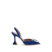 Amina Muaddi Blue Viscose Pumps