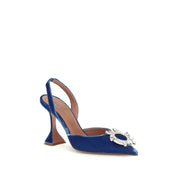 Amina Muaddi Blue Viscose Pumps