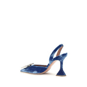 Amina Muaddi Blue Viscose Pumps