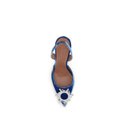 Amina Muaddi Blue Viscose Pumps