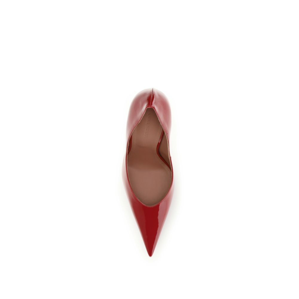 Amina Muaddi Red Calf Leather Pumps
