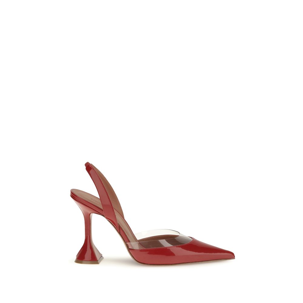 Amina Muaddi Red Suede Slingback Pumps