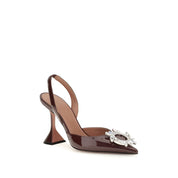 Amina Muaddi Bordeaux Calf Leather Pumps