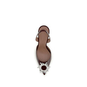 Amina Muaddi Bordeaux Calf Leather Pumps