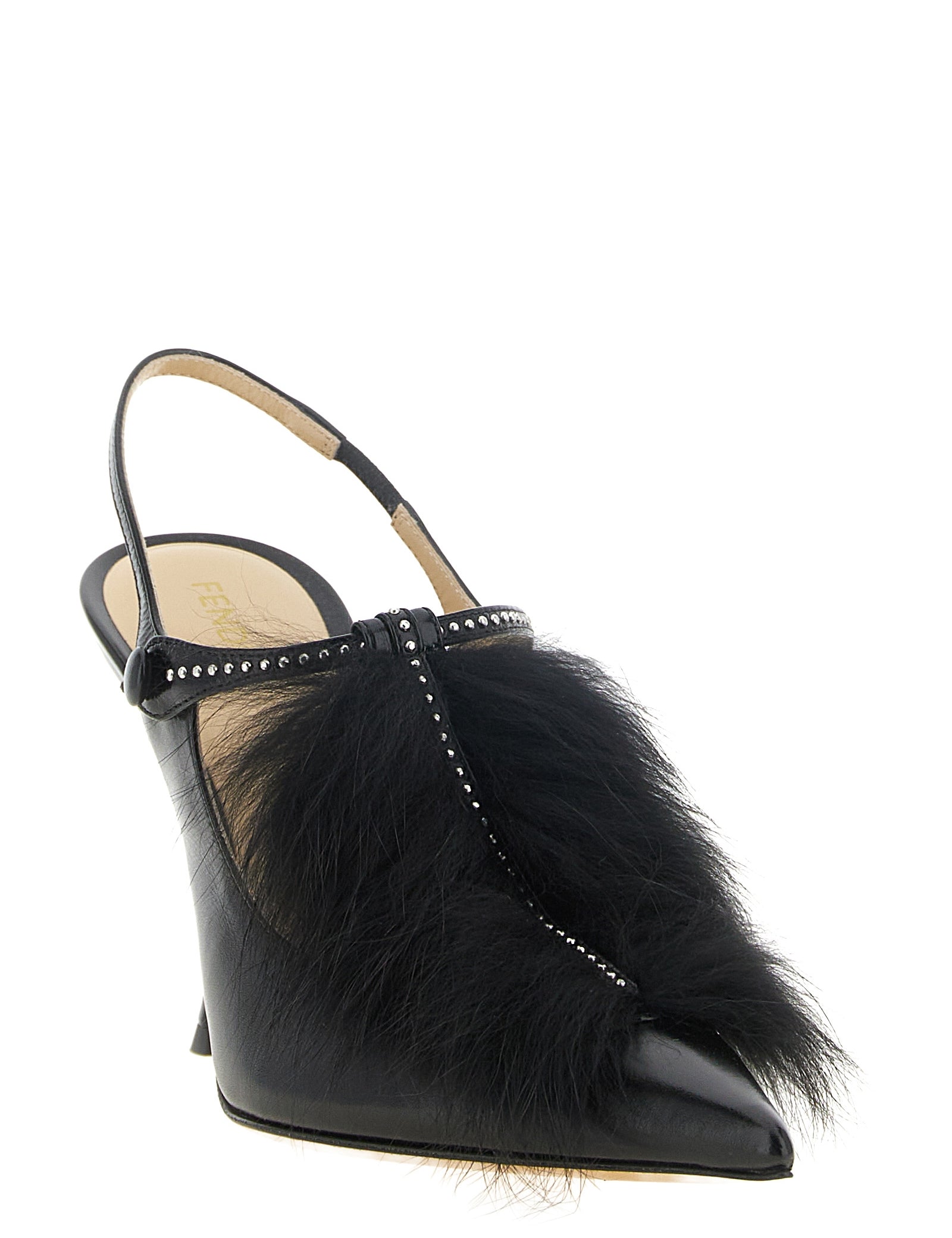 Fendi Black Calfskin Slingback Pumps