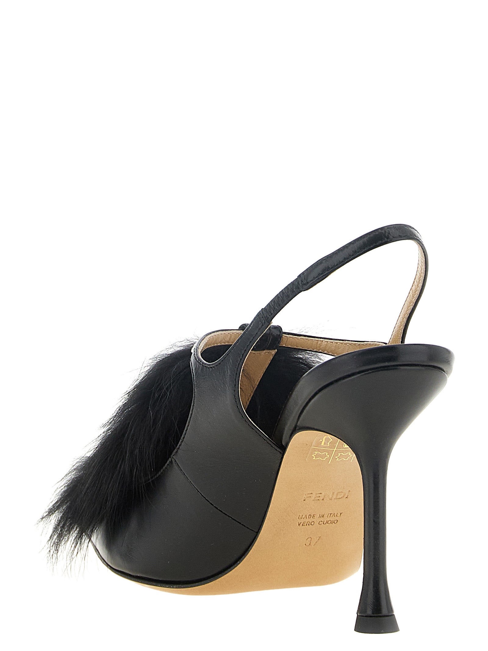 Fendi Black Calfskin Slingback Pumps