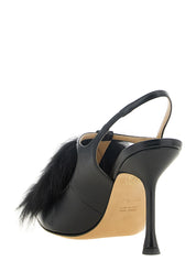 Fendi Black Calfskin Slingback Pumps