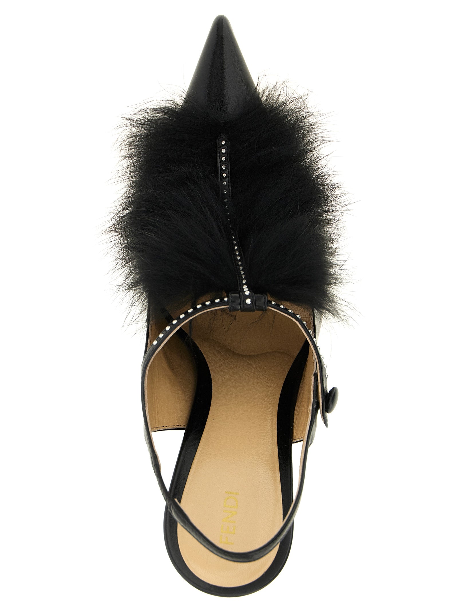 Fendi Black Calfskin Slingback Pumps