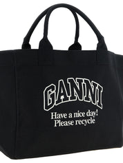 Ganni Black Recycled Cotton Shopper Bag