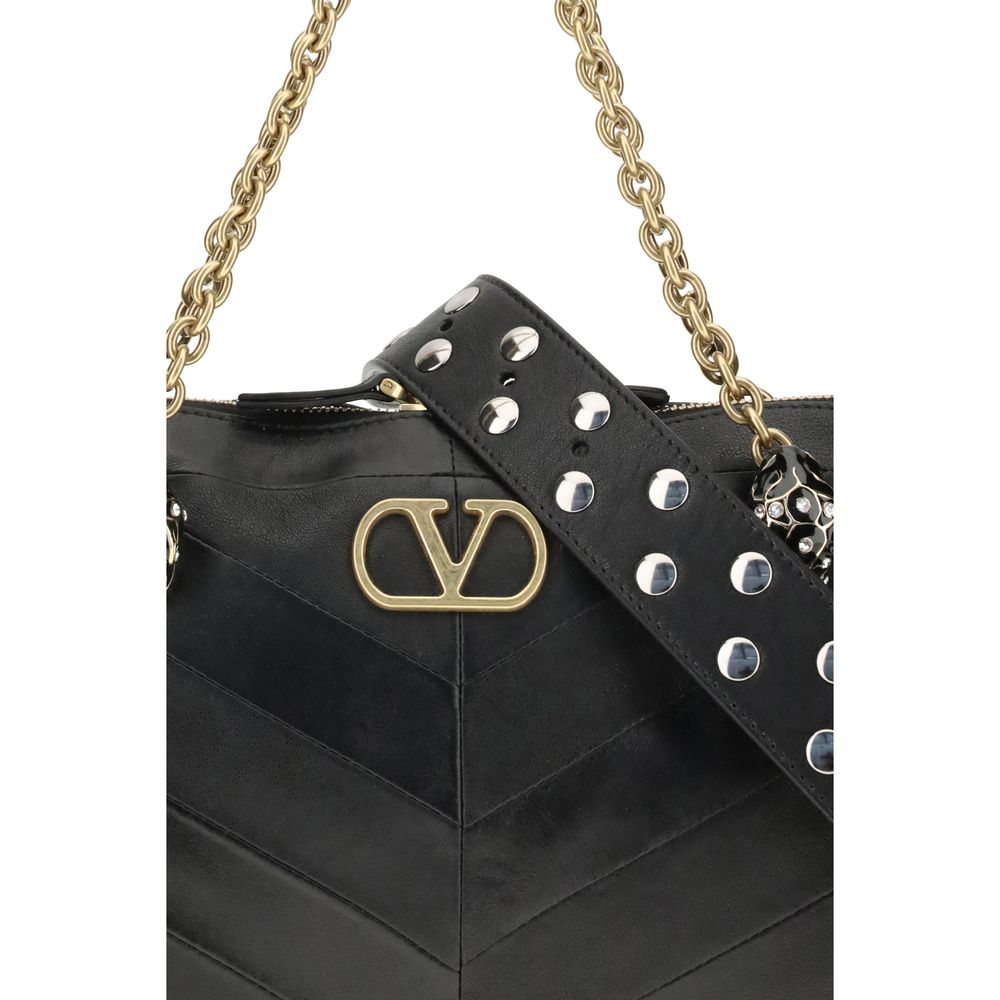 Valentino Garavani Black Napa Leather Shoulder Bag