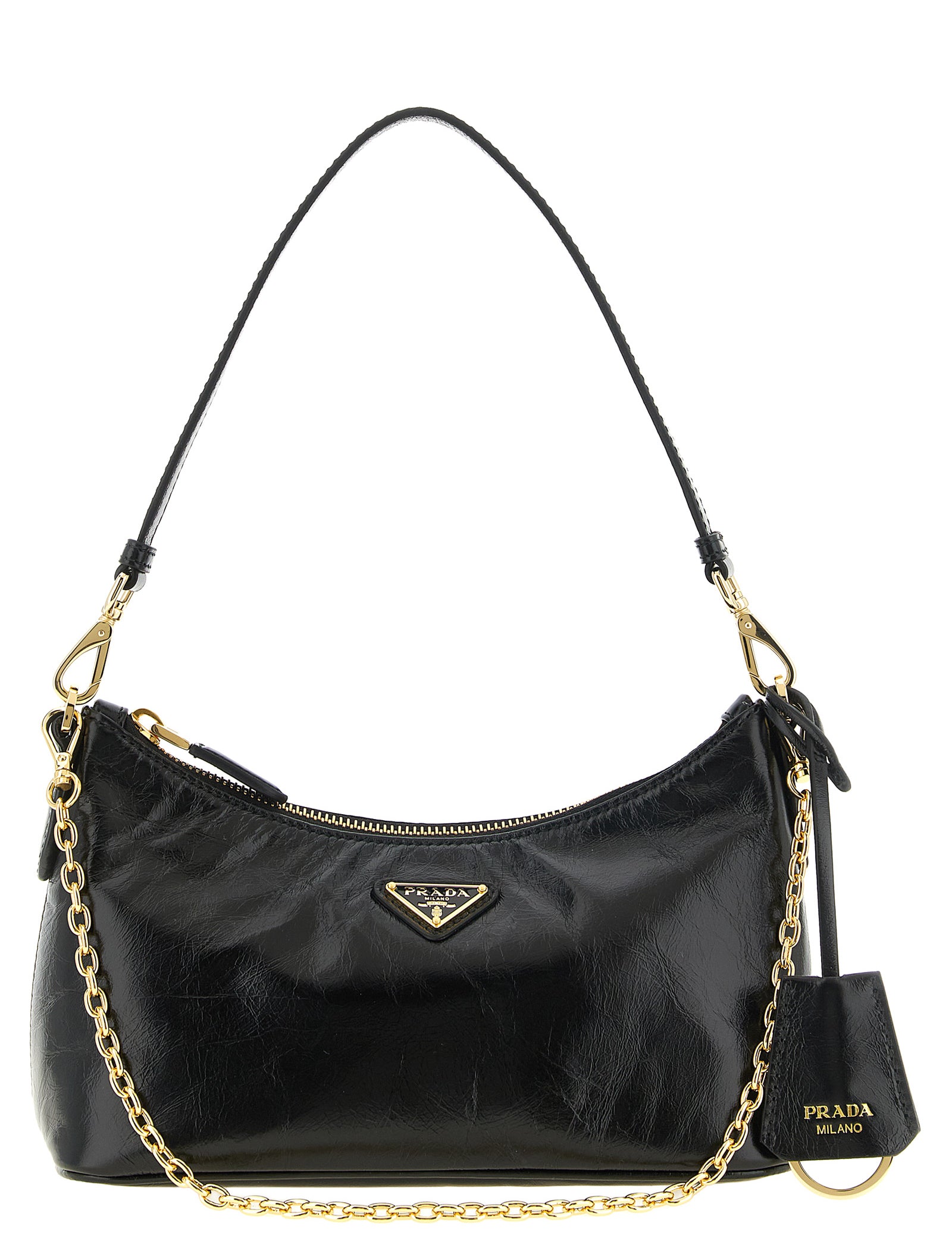 Prada Black Calfskin Shoulder Bags