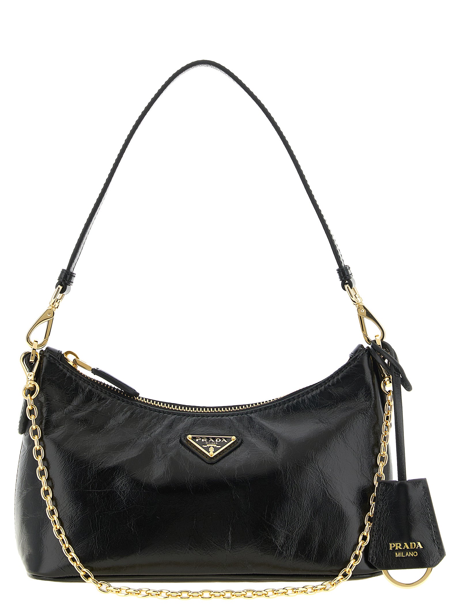 Prada Black Calfskin Shoulder Bags