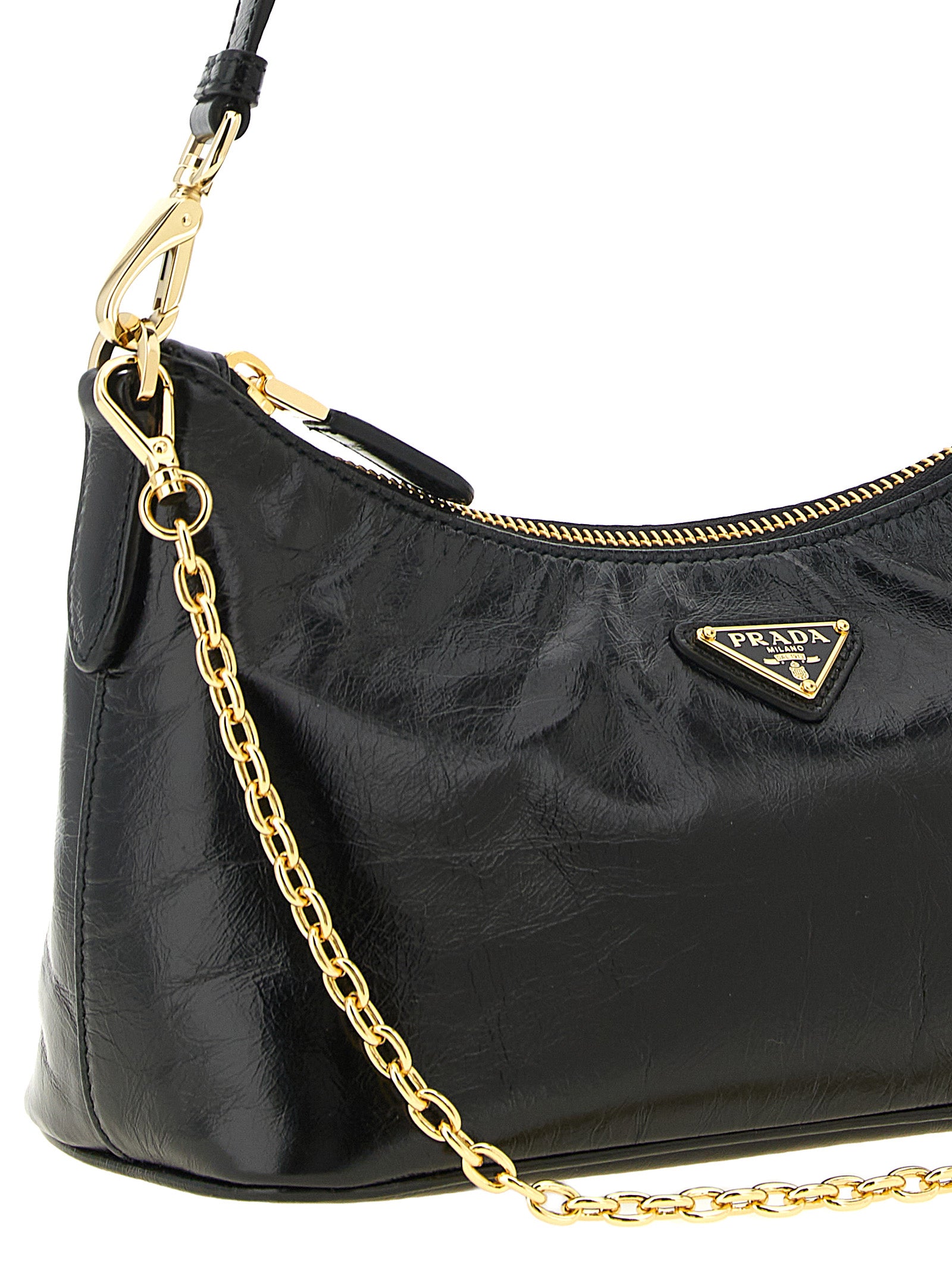 Prada Black Calfskin Shoulder Bags