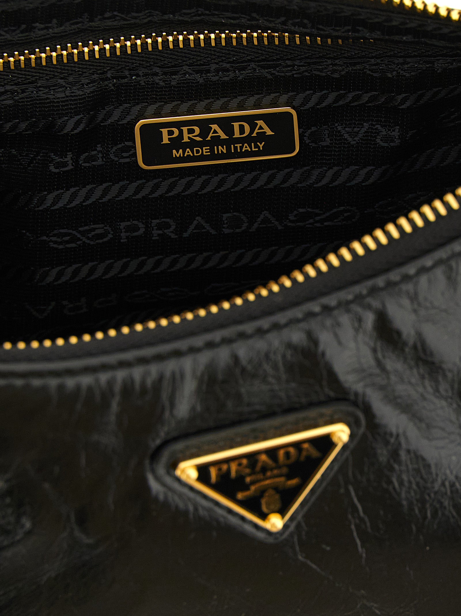 Prada Black Calfskin Shoulder Bags