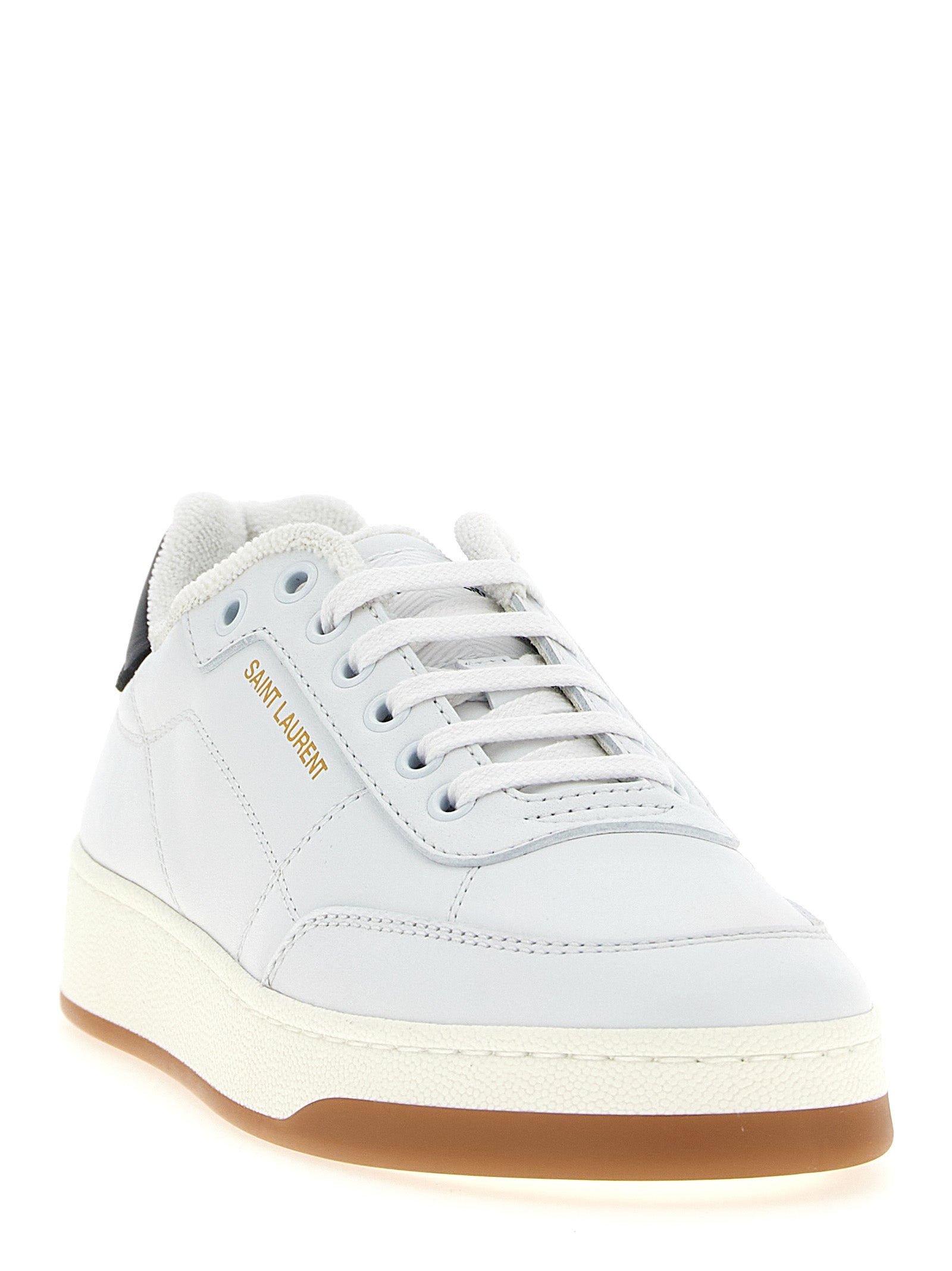Saint Laurent White Black Calfskin Sneakers