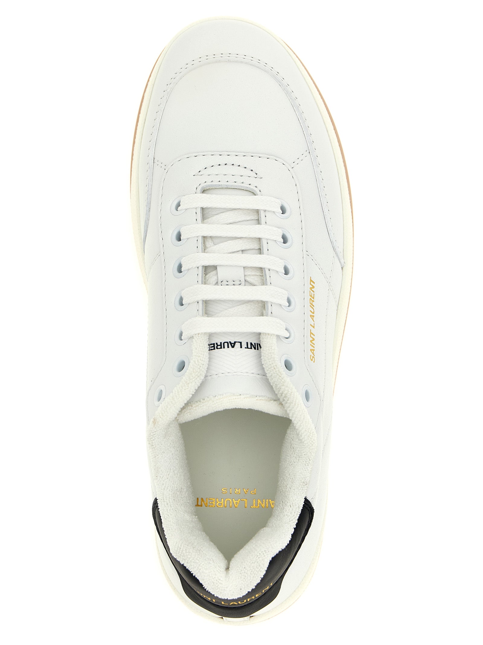 Saint Laurent White Black Calfskin Sneakers