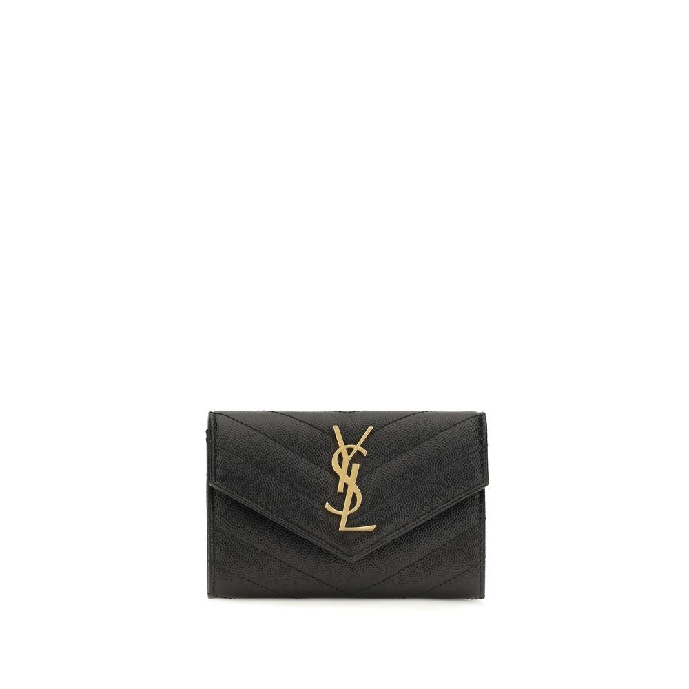 Saint Laurent Black Lambskin Small Envelope Cassandre Wallet